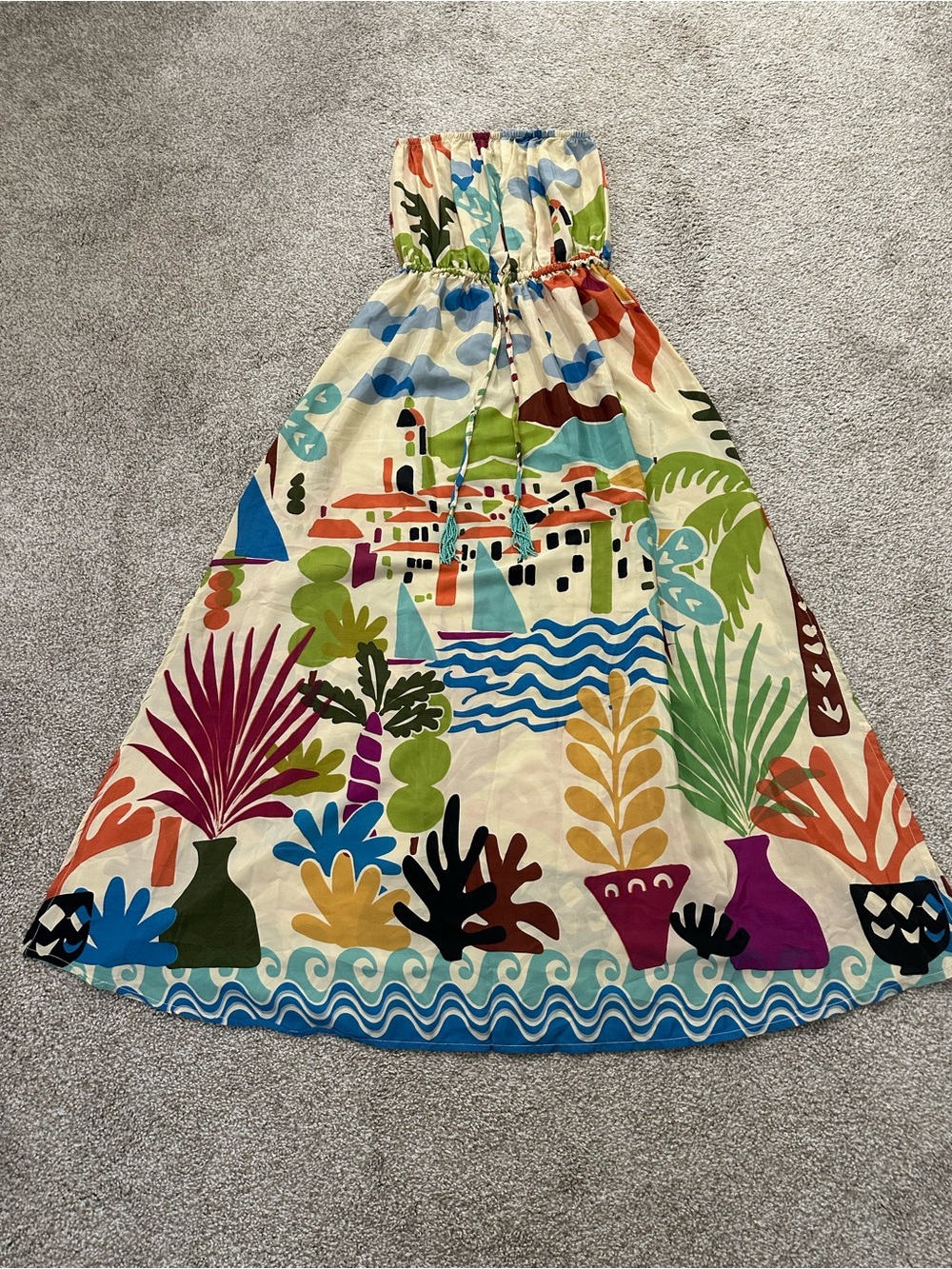 Mediterranean Print Strapless Maxi Dress – Size Small - Picture 2 of 9
